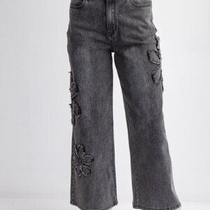 Easel - Flower Patch Washed Denim - Black - L